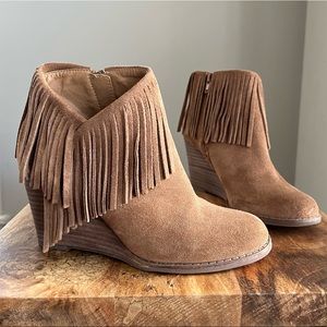 Lucky Brand Brown Fringe Ankle Booties